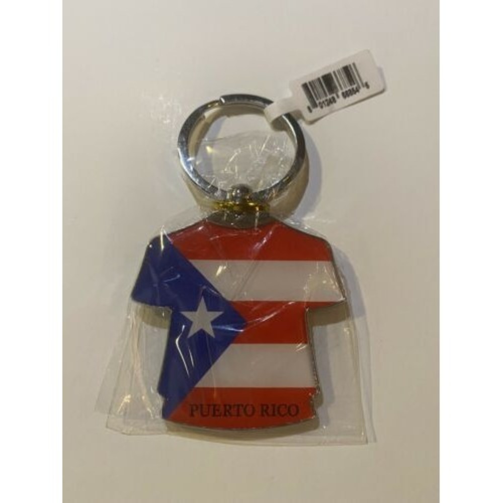 Puerto‎ Rico Flag Tshirt Keychain Red White Blue Jersey Key Ring 66854